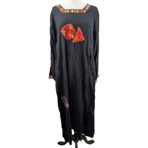 Sacred Threads Long Sleeve‎ Maxi Dress S/M Squareneck Patchwork Witchy Goth NWT